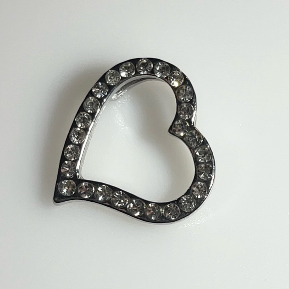 Silvertone Rhinestone Heart Pendant - Picture 9 of 15